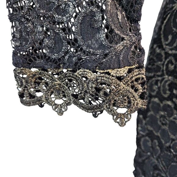 Rachel Zoe Size 6 RTR Designer Black Lace Dress Long Sleeve High Neck Hidden Zip - Picture 14 of 16